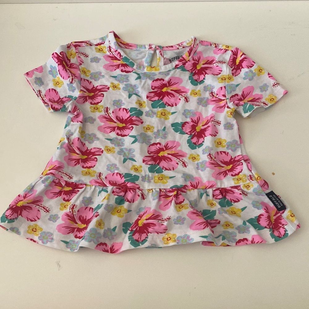 Girls Pink Hibiscus floral Shirt 2T